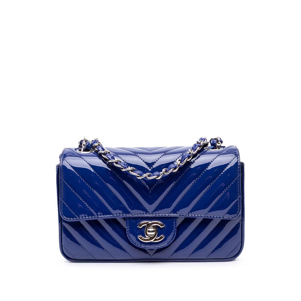 Pre-Loved Chanel Mini Rectangular Classic Chevron Patent Single Flap